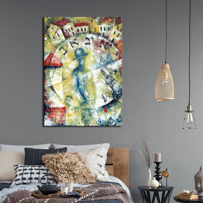 Pastel Color Smoking Girl Painting Abstract Expressionism Textured Canvas Art for Bedroom
