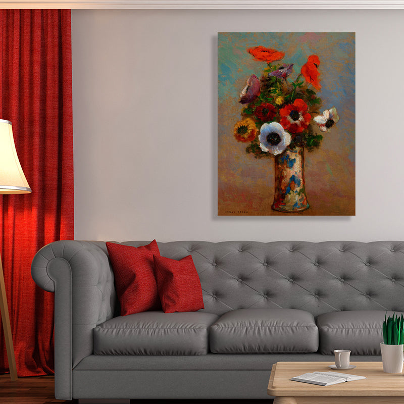 French Rustic Style Flowers Painting Pastel Color Kitchen Backsplash Wall Art Print
