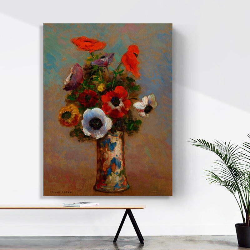 French Rustic Style Flowers Painting Pastel Color Kitchen Backsplash Wall Art Print