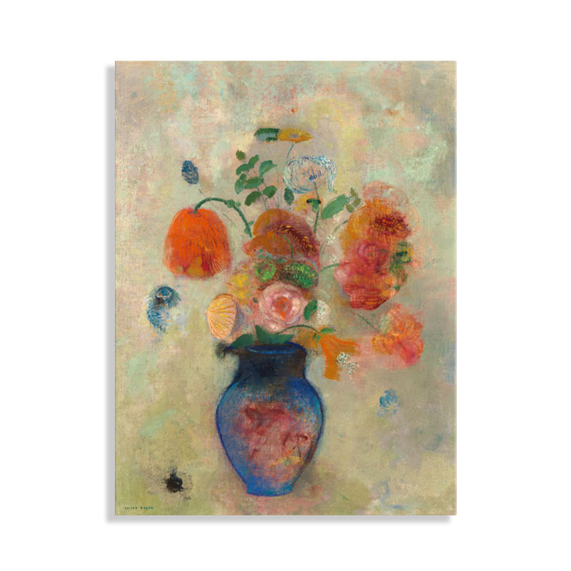 French Rustic Style Flowers Painting Pastel Color Kitchen Backsplash Wall Art Print