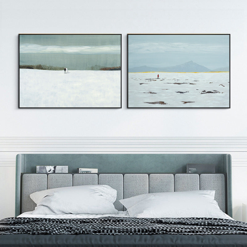 Modern Style Snow-Covered Landscape Art Light Color Winter Illustration Painting Clearhalo 'Art Gallery' 'Canvas Art' 'Contemporary Art Gallery' 'Modern' Arts' 1726715