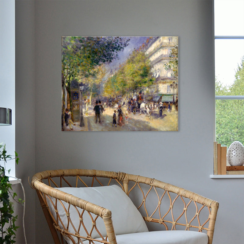 Impressionism Style Wall Art Green Outing Figures Painting, Multiple Sizes Options