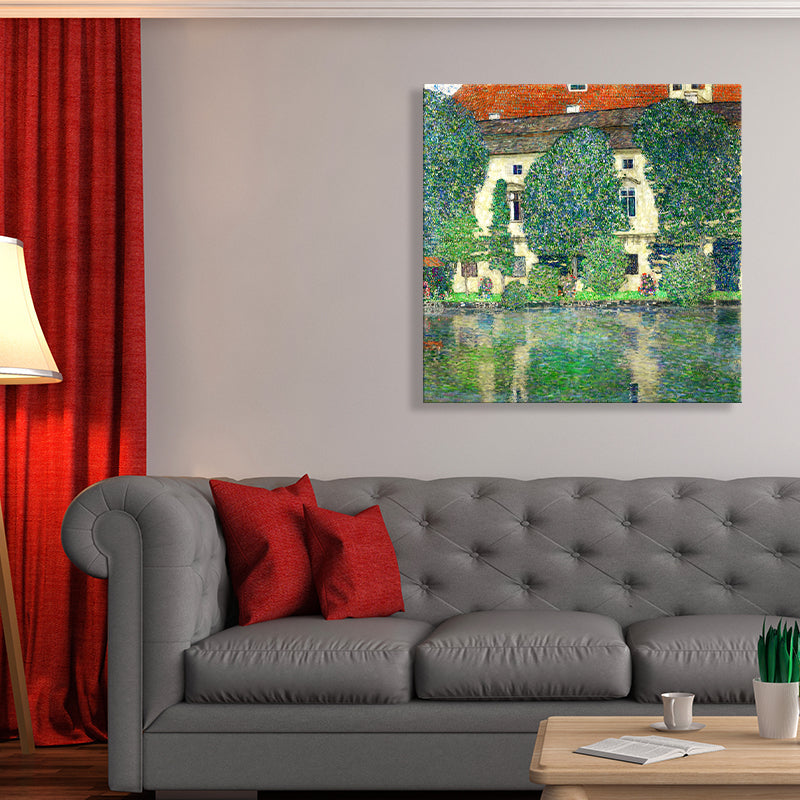 Impressionism Style Girls Wall Decor Riverside House Green Art, Multiple Sizes Options