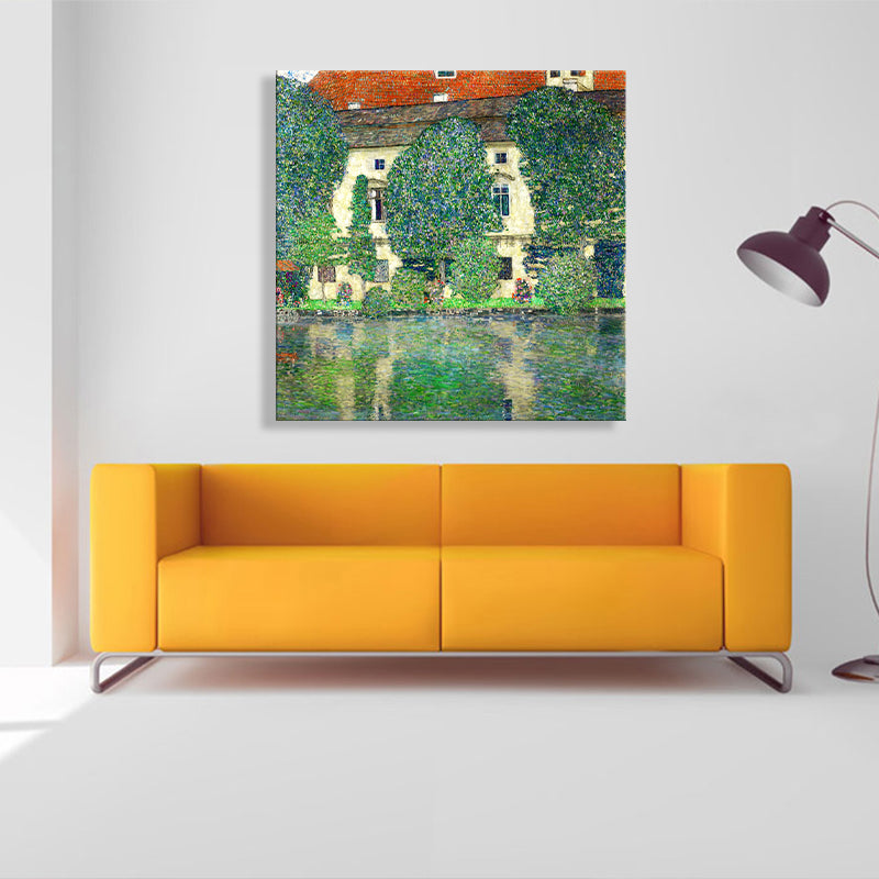 Impressionism Style Girls Wall Decor Riverside House Green Art, Multiple Sizes Options