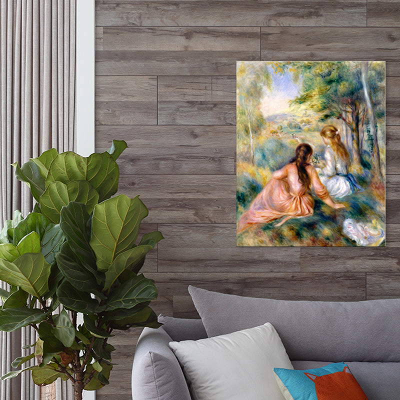 Picnicker Scene Wall Decor Impressionism Style Canvas Textured Painting in Brown - Brown - Clearhalo - 'Arts' - 'Canvas Art' - 1727214