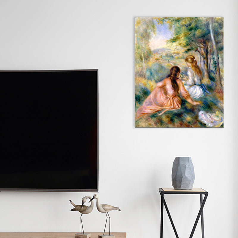 Picnicker Scene Wall Decor Impressionism Style Canvas Textured Painting in Brown - Clearhalo - 'Arts' - 'Canvas Art' - 1727215