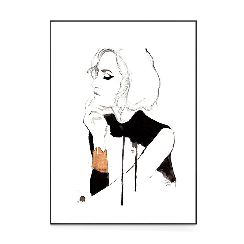 Elegant Maiden Pattern Wall Decor for Girls Bedroom in White, Multiple Sizes Available Clearhalo 'Art Gallery' 'Canvas Art' 'Contemporary Art Gallery' 'Modern' Arts' 1727231