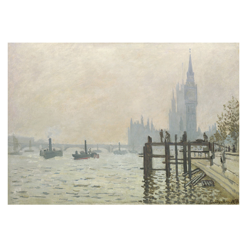 Canvas Pastel Color Wall Decor Impressionism Riverside Scenery Art Print, Multiple Sizes Clearhalo 'Arts' 'Canvas Art' 1727293