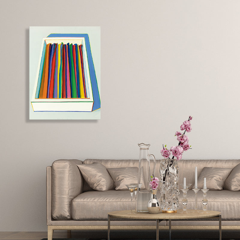 Blue Multicolored Necktie Wall Decor Textured Traditional Style Girls Bedroom Canvas Blue Clearhalo 'Art Gallery' 'Canvas Art' 'Traditional' Arts' 1727479