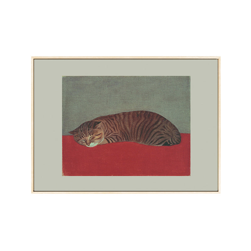 Sleeping Cat Wall Decor Nordic Style Textured Girls Bedroom Painting, Multiple Sizes Clearhalo 'Arts' 'Canvas Art' 1727542