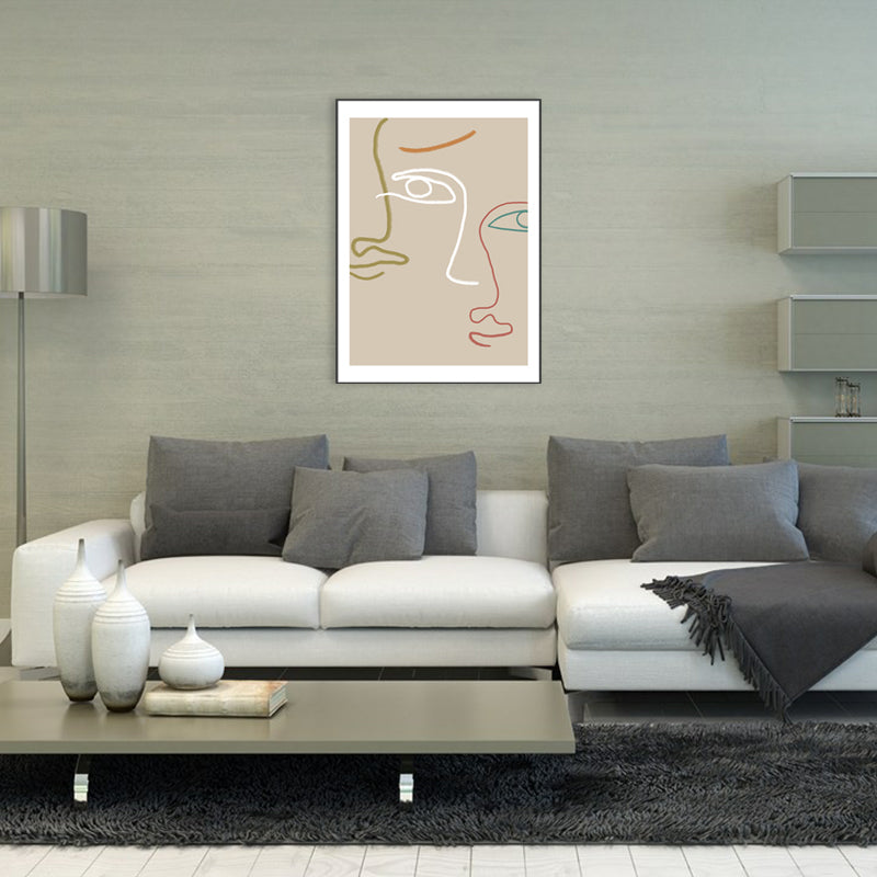 Light Brown Minimalist Wall Art Woman Face Line Drawing Canvas for Girls Bedroom Clearhalo 'Art Gallery' 'Canvas Art' 'Contemporary Art Gallery' 'Contemporary Art' 'Minimalism' 'Minimalist Art Gallery' 'Scandinavian' Arts' 1727763