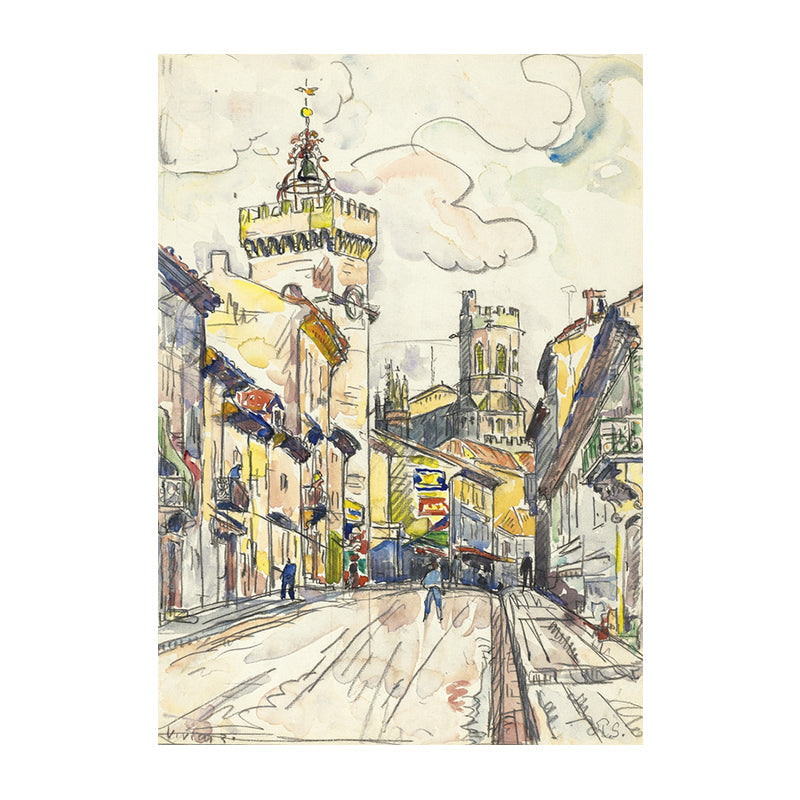 Textured City Landscape Painting Canvas Abstract Expressionism Art Print for Playroom Clearhalo 'Arts' 'Canvas Art' 1728031