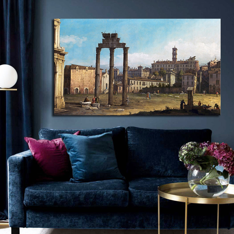 Cityscape Oil Painting Art Print Impressionism Style Canvas Wall Decor, Multiple Sizes - Blue - Clearhalo - 'Arts' - 'Canvas Art' - 1728151