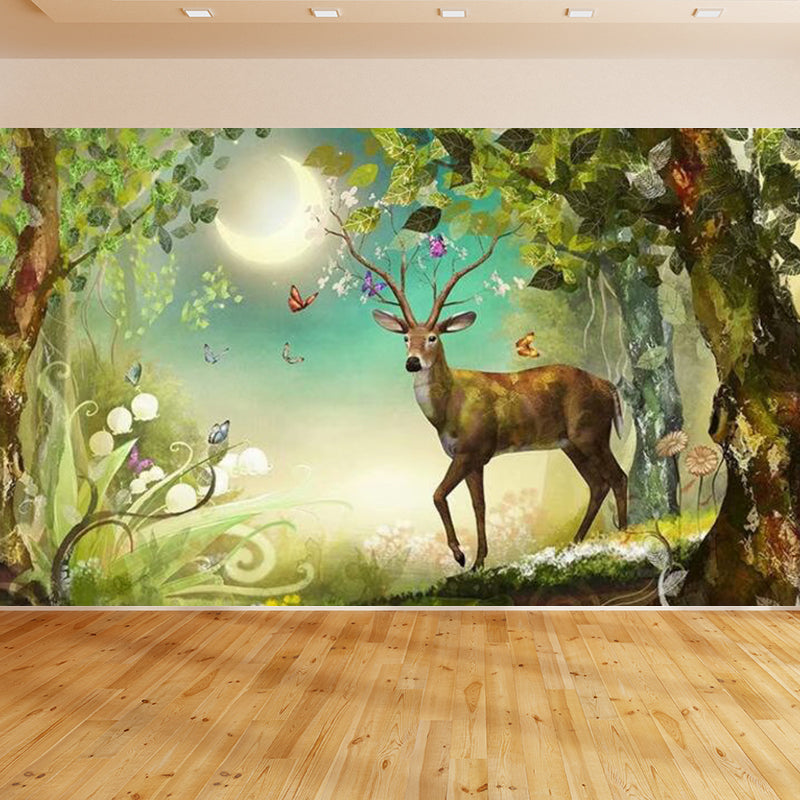 Bright Moon Scene Mural Wallpaper Contemporary Style Non-Woven Material Wall Covering Clearhalo 'Wall Decor' 'Wall Mural' 1729382