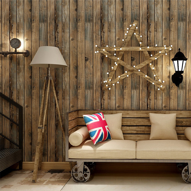 Wood Board Wallpaper Roll Brown PVC Wall Decor, Peel and Paste, 19.5' L x 17.5" W Brown Clearhalo 'Country wall decor' 'Rustic' 'Wallpaper' Wall Decor' 1729954