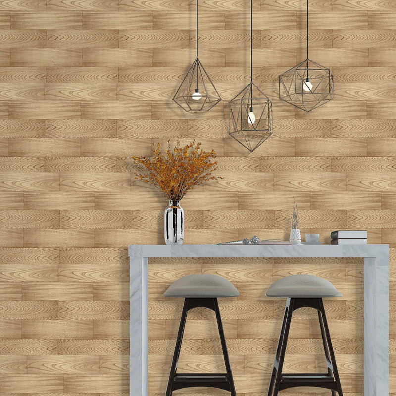 Farmhouse Interweaving Wood Wallpaper PVC Adhesive Brown Wall Art for Living Room Clearhalo 'Country wall decor' 'Rustic' 'Wallpaper' Wall Decor' 1730044