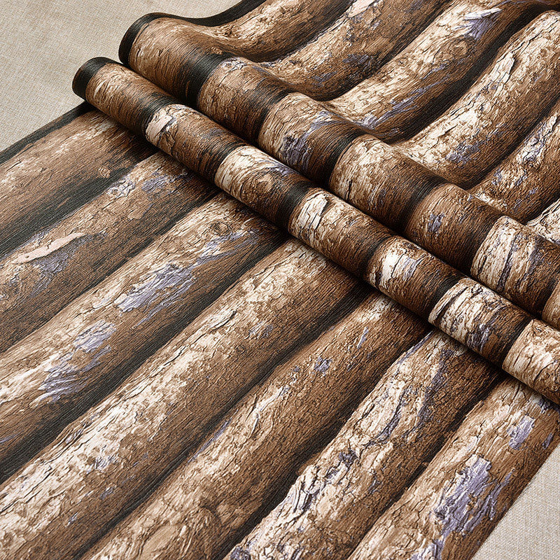 Pastel Color Rustic Wallpaper 54.2-sq ft Wood Effect Wall Covering for Dining Room Brown Clearhalo 'Country wall decor' 'Rustic' 'Wallpaper' Wall Decor' 1730057