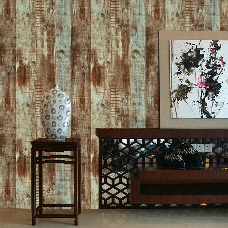 Rust Shabby Wood Look Wallpaper for House Interior 57.1-sq ft Wall Decor in Brown Brown Clearhalo 'Country wall decor' 'Rustic' 'Wallpaper' Wall Decor' 1730062