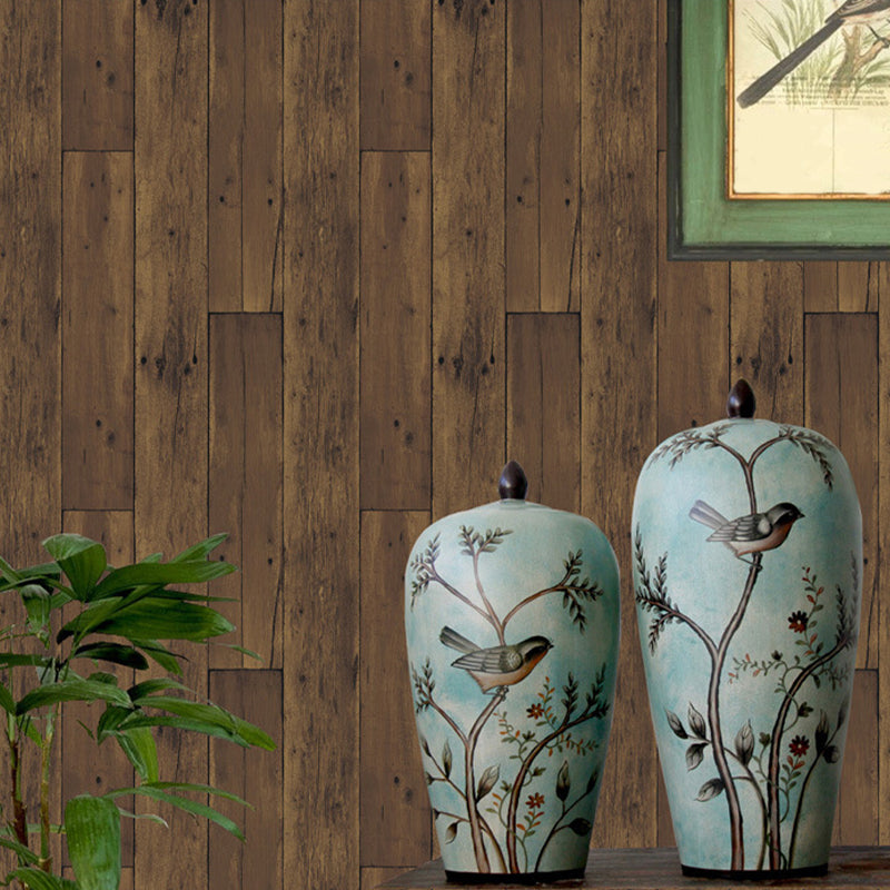 Stain Resistant Wood Wallpaper Roll Country Style PVC Wall Covering, 31' L x 20.5" W Dark Brown Clearhalo 'Country wall decor' 'Rustic' 'Wallpaper' Wall Decor' 1730072