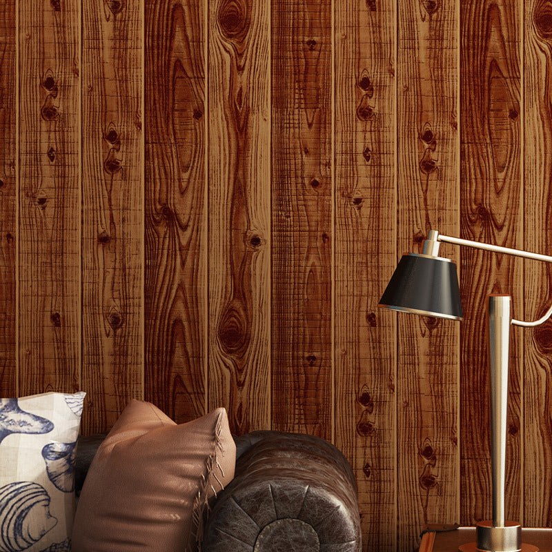 Wood Wallpaper Roll Rustic 3D Construction Wall Art in Light Color, 33' L x 20.5" W Dark Coffee Clearhalo 'Country wall decor' 'Rustic' 'Wallpaper' Wall Decor' 1730100