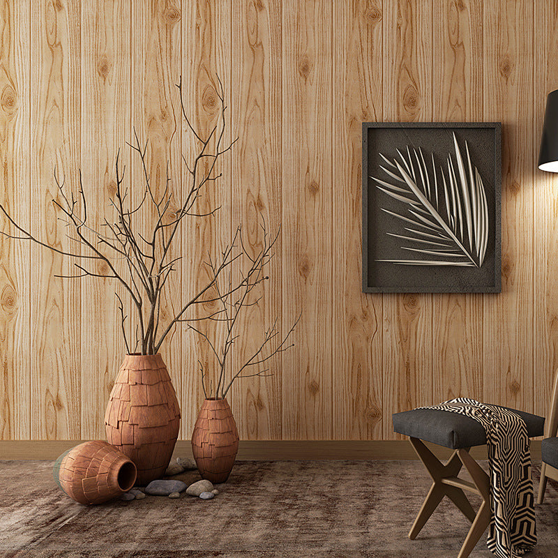 Wood Wallpaper Roll Rustic 3D Construction Wall Art in Light Color, 33' L x 20.5" W Light Coffee Clearhalo 'Country wall decor' 'Rustic' 'Wallpaper' Wall Decor' 1730104