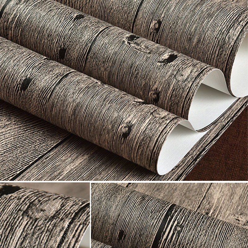 PVC Stain-Proof Wallpaper Roll Country Style Wood Pattern Wall Covering for Bedroom Grey Clearhalo 'Country wall decor' 'Rustic' 'Wallpaper' Wall Decor' 1730130