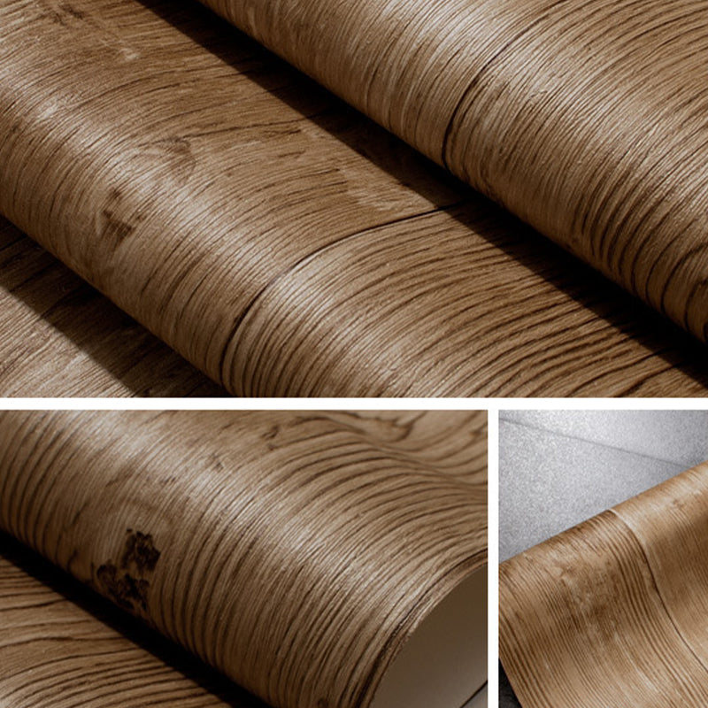 PVC Stain-Proof Wallpaper Roll Country Style Wood Pattern Wall Covering for Bedroom Light Red Clearhalo 'Country wall decor' 'Rustic' 'Wallpaper' Wall Decor' 1730133
