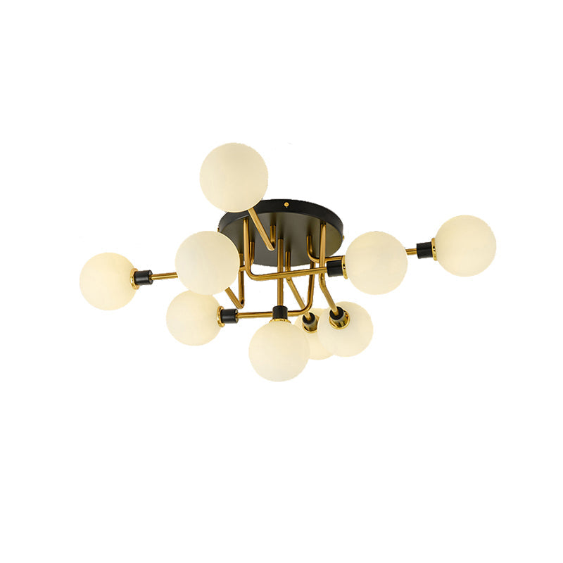 Sphere Shade Semi Ceiling Mount Light Multi-Head Modern Glass Metal Ceiling Lamp for Hotel Clearhalo 'Ceiling Lights' 'Close To Ceiling Lights' 'Close to ceiling' 'Glass shade' 'Glass' 'Semi-flushmount' Lighting' 173113
