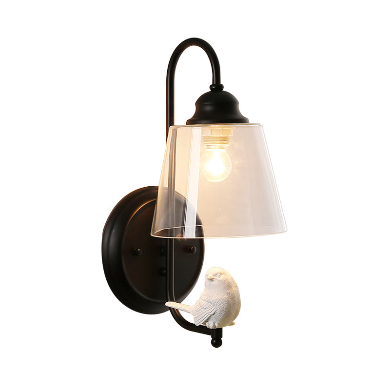 Tapered Shade Wall Light with Pigeon Deco 1 Head Metal Modern Style Sconce Light Clearhalo 'Wall Lamps & Sconces' 'Wall Lights' Lighting' 173158