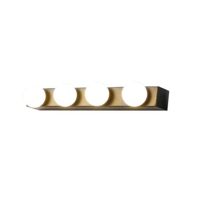 Black/White Finish Open Bulb Vanity Lighting Fixture Minimalism Style 4/5 Heads Metal Wall Light for Bathroom Clearhalo 'Cast Iron' 'Glass' 'Industrial' 'Modern wall lights' 'Modern' 'Tiffany' 'Traditional wall lights' 'Vanity Lights' 'Wall Lights' Lighting' 173494