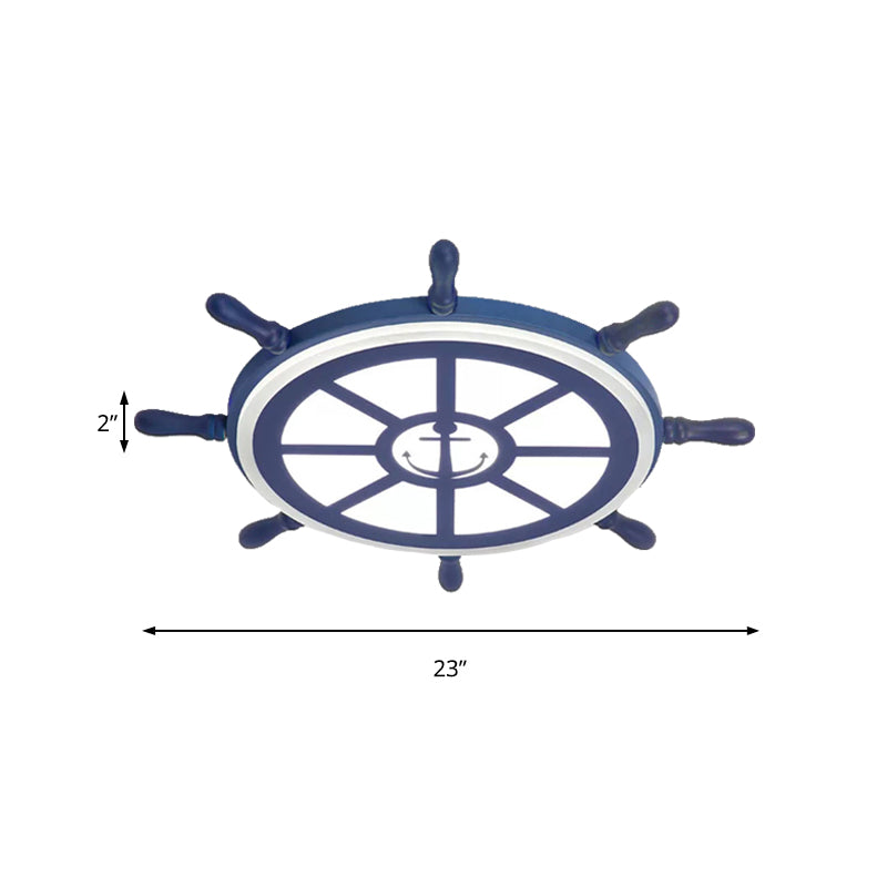 Acrylic Slim Rudder Flush Mount Light Child Bedroom Nautical Style Ceiling Lamp in Blue Clearhalo 'Ceiling Lights' 'Close To Ceiling Lights' 'Close to ceiling' 'Flush mount' Lighting' 173745