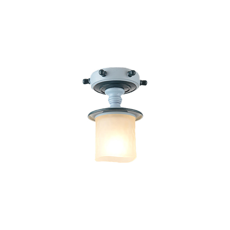 Restaurant Cafe Pendant Lighting Metal & Frosted Glass Nautical Style Hanging Lamp in Blue Clearhalo 'Ceiling Lights' 'Close To Ceiling Lights' 'Glass shade' 'Glass' 'Pendant Lights' 'Pendants' Lighting' 173818