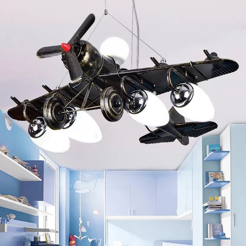 Cool Fighter Airplane Pendant Light Metal 5 Lights Pendant Lamp for Kindergarten Bedroom Clearhalo 'Ceiling Lights' 'Chandeliers' Lighting' options 17386
