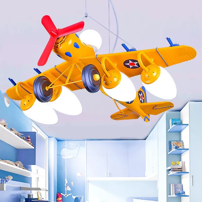 Cool Fighter Airplane Pendant Light Metal 5 Lights Pendant Lamp for Kindergarten Bedroom Clearhalo 'Ceiling Lights' 'Chandeliers' Lighting' options 17396