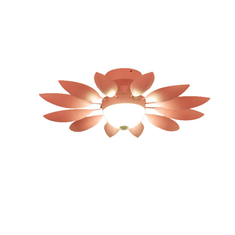 Metal Leaf Ceiling Mount Light One Head Pretty Ceiling Fixture with Candy Color for Kindergarten Clearhalo 'Ceiling Lights' 'Close To Ceiling Lights' 'Close to ceiling' 'Flush mount' Lighting' 174073