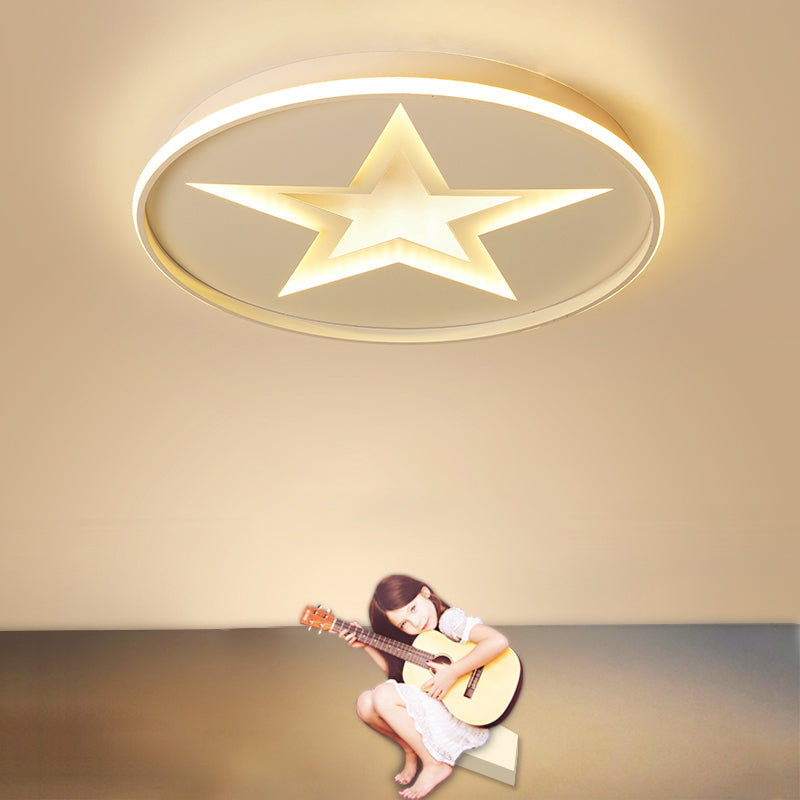 White Finish Star Ceiling Lamp Contemporary Metal Flush Mount Light for Living Room Clearhalo 'Ceiling Lights' 'Close To Ceiling Lights' 'Close to ceiling' 'Flush mount' Lighting' 174239