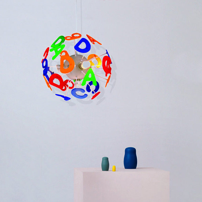 Kids Globe Ceiling Pendant 4 Lights Plastic Multi-Color Hanging Light for Nursing Room Clearhalo 'Ceiling Lights' 'Chandeliers' Lighting' options 174376