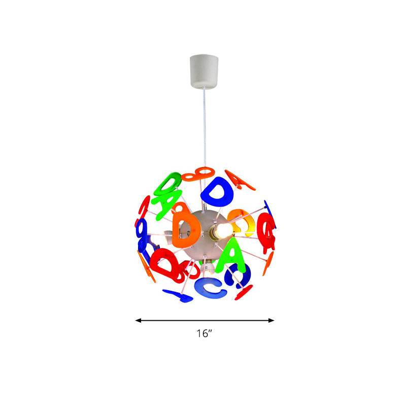 Kids Globe Ceiling Pendant 4 Lights Plastic Multi-Color Hanging Light for Nursing Room Clearhalo 'Ceiling Lights' 'Chandeliers' Lighting' options 174378