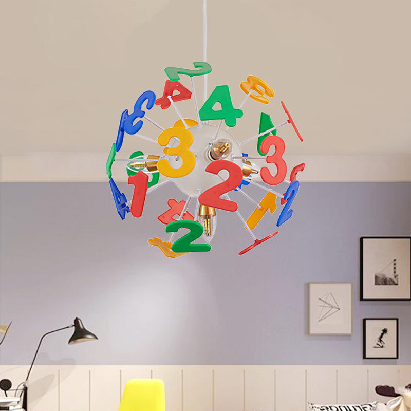Kids Globe Ceiling Pendant 4 Lights Plastic Multi-Color Hanging Light for Nursing Room Clearhalo 'Ceiling Lights' 'Chandeliers' Lighting' options 174380