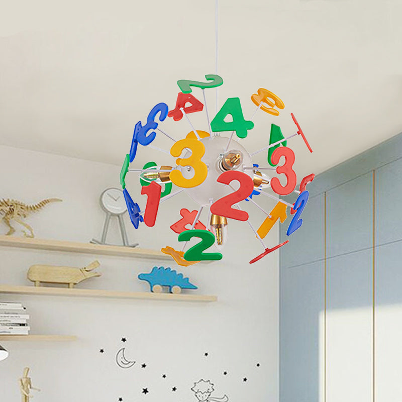 Kids Globe Ceiling Pendant 4 Lights Plastic Multi-Color Hanging Light for Nursing Room Clearhalo 'Ceiling Lights' 'Chandeliers' Lighting' options 174381