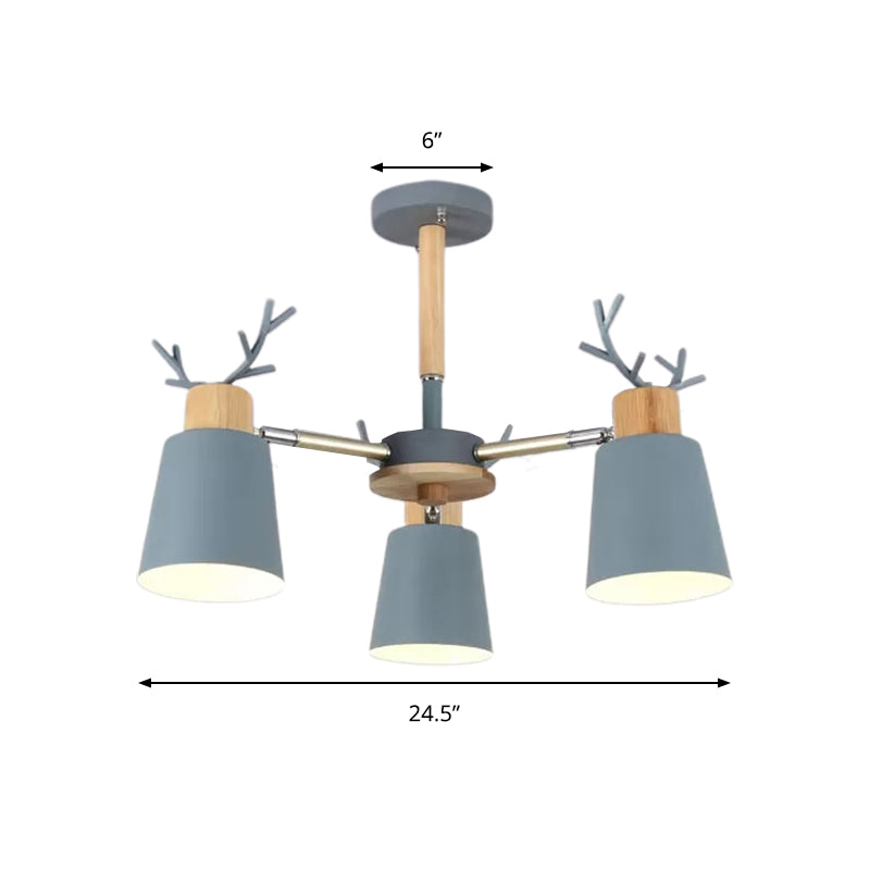Nordic Bucket Semi Ceiling Mount Light Metal Wood Ceiling Lamp in Green for Living Room Clearhalo 'Ceiling Lights' 'Chandeliers' Lighting' options 174590