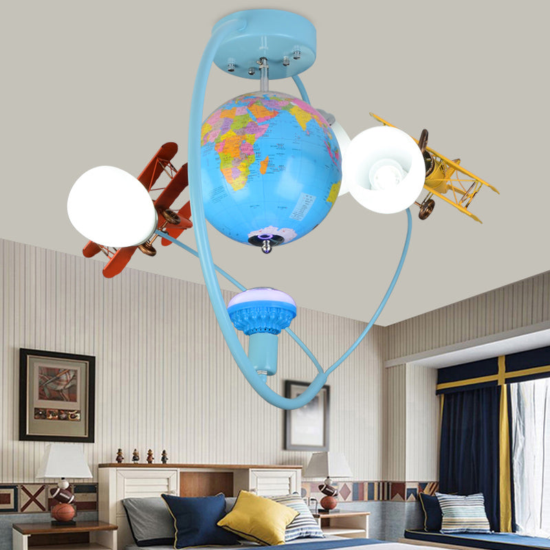 Modern Blue Flush Mount Light with Glider Globe Metal Ceiling Fixture for Nursing Room Blue A Clearhalo 'Ceiling Lights' 'Close To Ceiling Lights' 'Close to ceiling' 'Semi-flushmount' Lighting' 175519