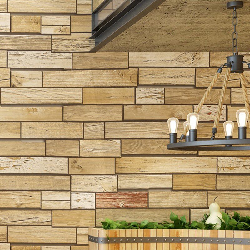 Smooth Pastel Wallpaper Roll Country Wood Print Wall Decoration, 33' L x 20.5" W Light Yellow Clearhalo 'Country wall decor' 'Rustic' 'Wallpaper' Wall Decor' 1756732