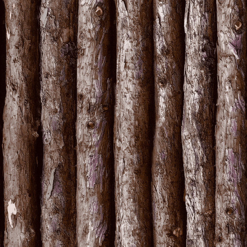 Farmhouse Wallpaper Roll Dark Color Wood Pole Patterned Wall Art, 33' L x 20.5
