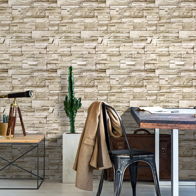 Rustic Brick Wallpaper Roll for Boys Bedroom 19.5' L x 17.5" W Peel Wall Decor in Brown Brown Clearhalo 'Country wall decor' 'Rustic' 'Wallpaper' Wall Decor' 1756789