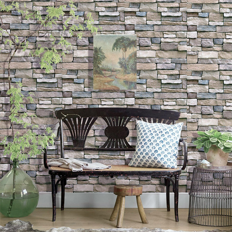 Rust Brick Print Wallpaper Roll PVC Self Adhesive Grey Wall Decor for Barber Shop Clearhalo 'Country wall decor' 'Rustic' 'Wallpaper' Wall Decor' 1756802