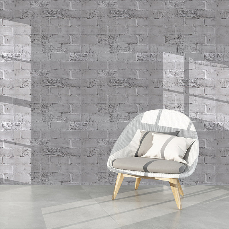 Self-Adhesive Brick Wallpaper Rustic Solid Concrete Wall Decor in Grey, 29.1-sq ft Clearhalo 'Country wall decor' 'Rustic' 'Wallpaper' Wall Decor' 1756814
