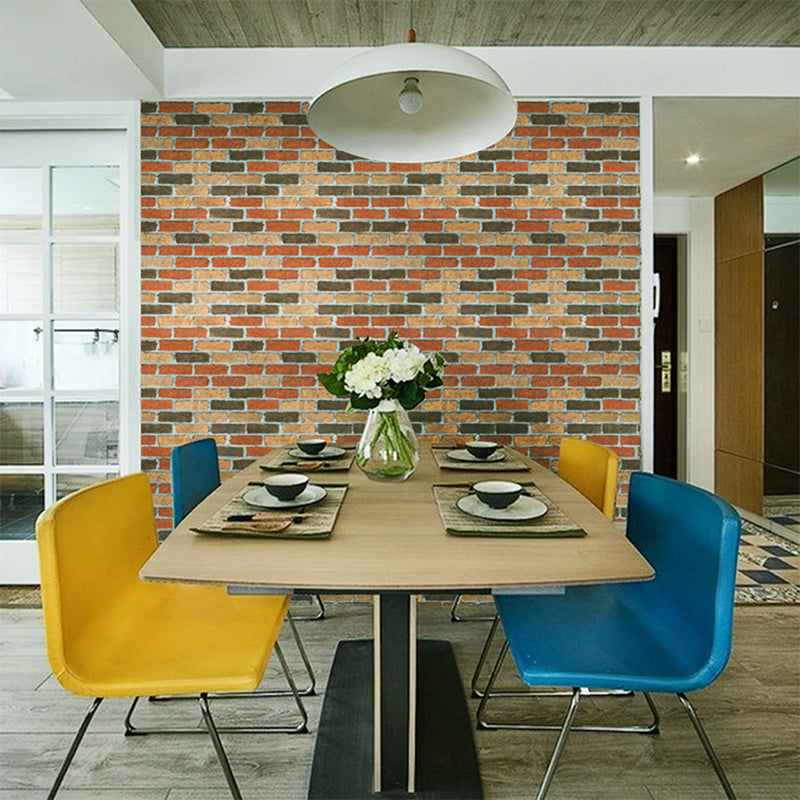 Self Sticking Faux Brick Wallpaper Roll Steampunk PVC Wall Art, 19.5' L x 17.5" W Clearhalo 'Industrial wall decor' 'Industrial' 'Wallpaper' Wall Decor' 1756822