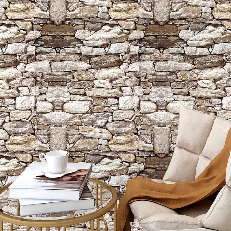 Peel and Stick Rocky Wallpaper Roll Country PVC Wall Art for House Interior, Brown Clearhalo 'Country wall decor' 'Rustic' 'Wallpaper' Wall Decor' 1756846