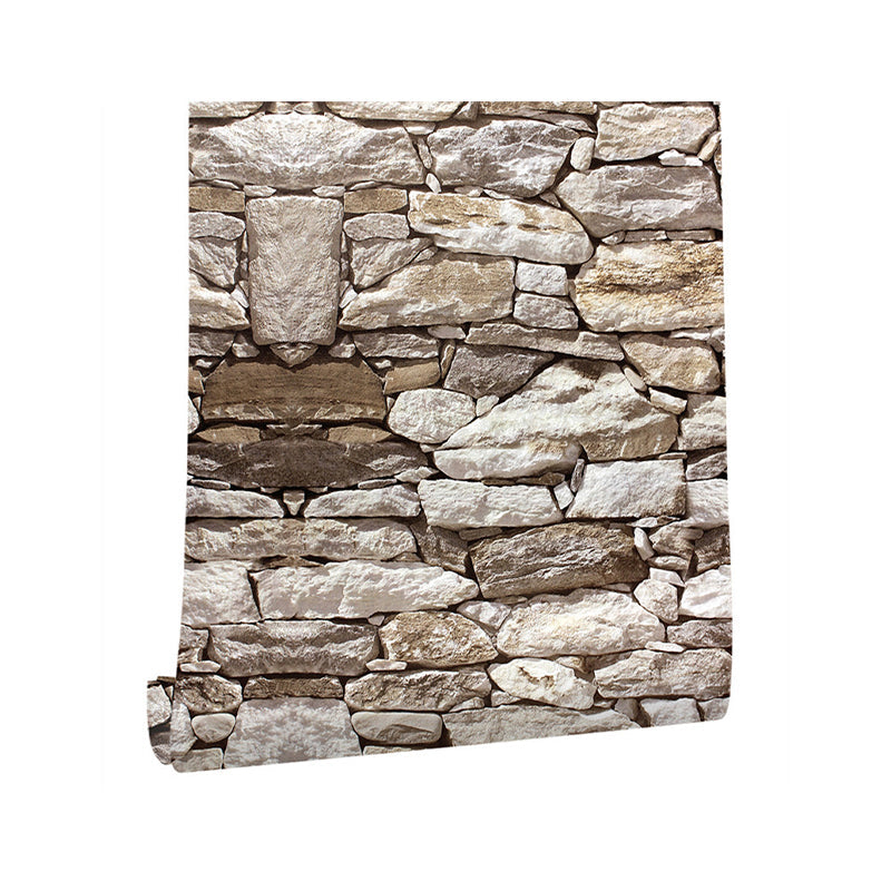 Peel and Stick Rocky Wallpaper Roll Country PVC Wall Art for House Interior, Brown Clearhalo 'Country wall decor' 'Rustic' 'Wallpaper' Wall Decor' 1756847
